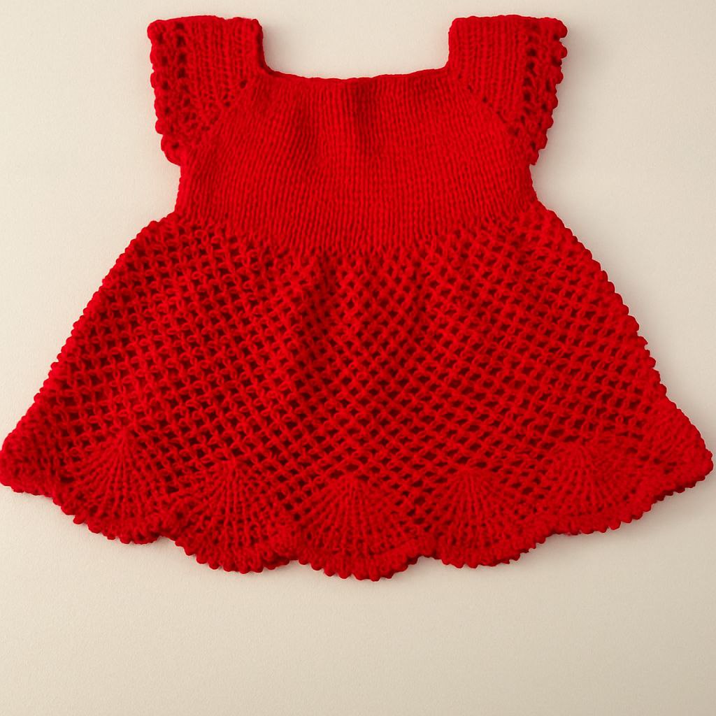Robe bébé au crochet – Rouge vif