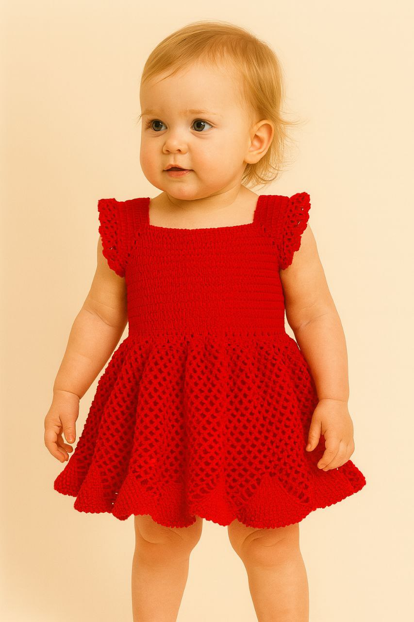 Robe bébé au crochet – Rouge vif