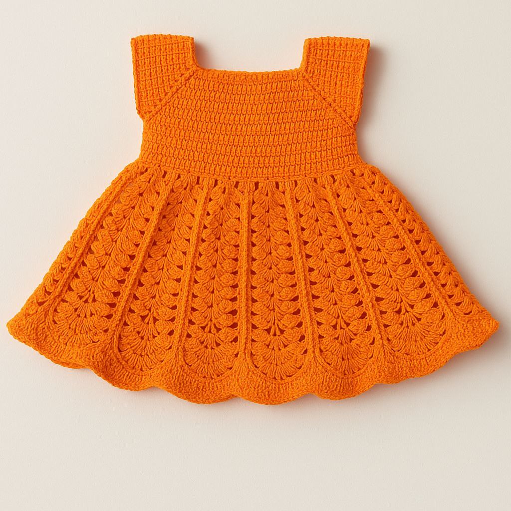 Robe bébé au crochet – Orange éclatant