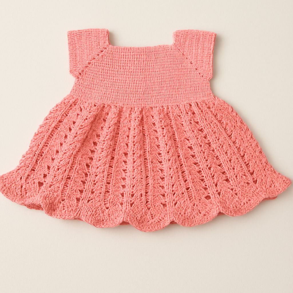 Robe bébé au crochet – Rose poudré
