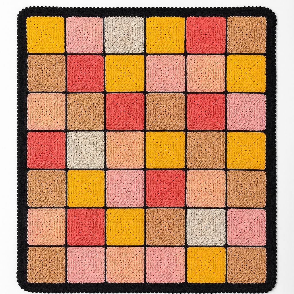 Jeté de canapé en crochet fait main – Couleurs chaudes