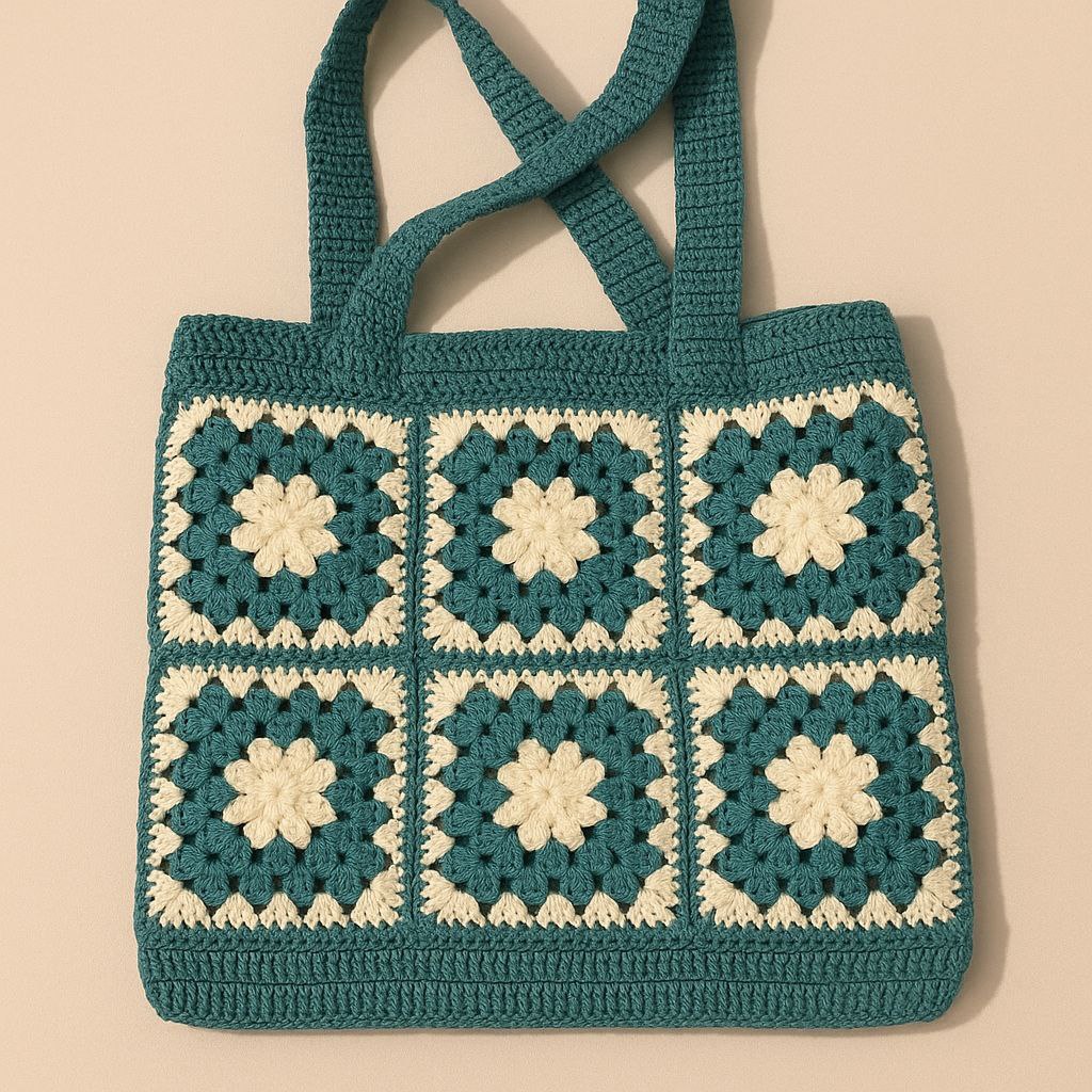 Sac au crochet fait main – Vert et Écru