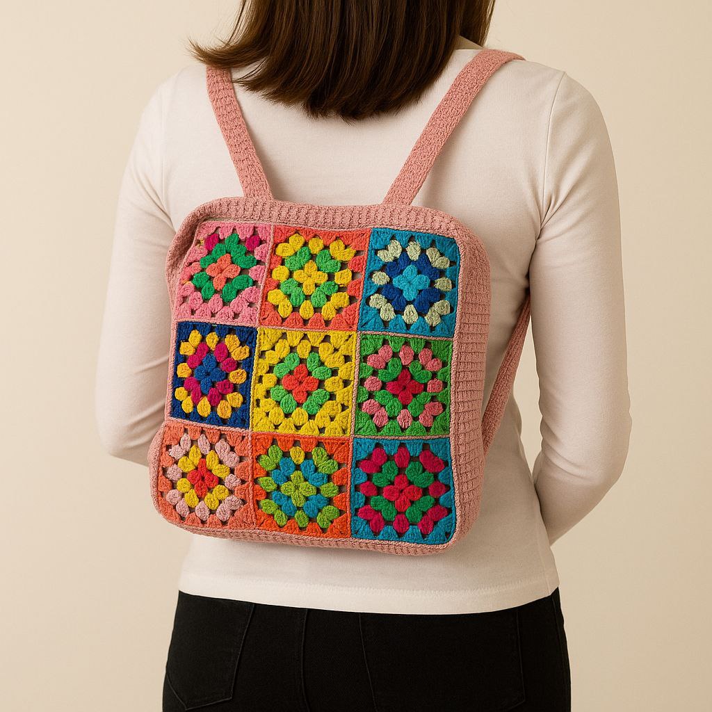 Sac à dos en crochet coloré – Fait main